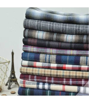 customized stocklots sleepwear CVC Soft 100% Cotton check design brushed flannel fabric