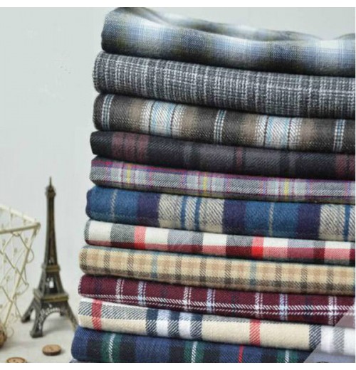 customized stocklots sleepwear CVC Soft 100% Cotton check design brushed flannel fabric